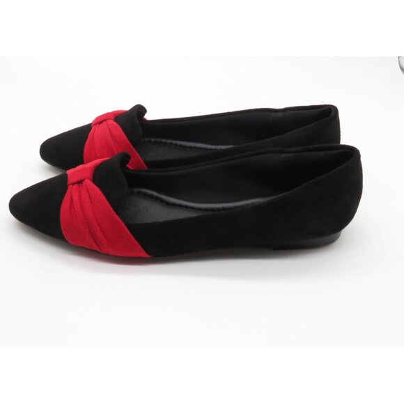 Musshoe Women's Black & Red Pointed Toe Flats With Bow Detail Size 7 NEW - Picture 6 of 7
